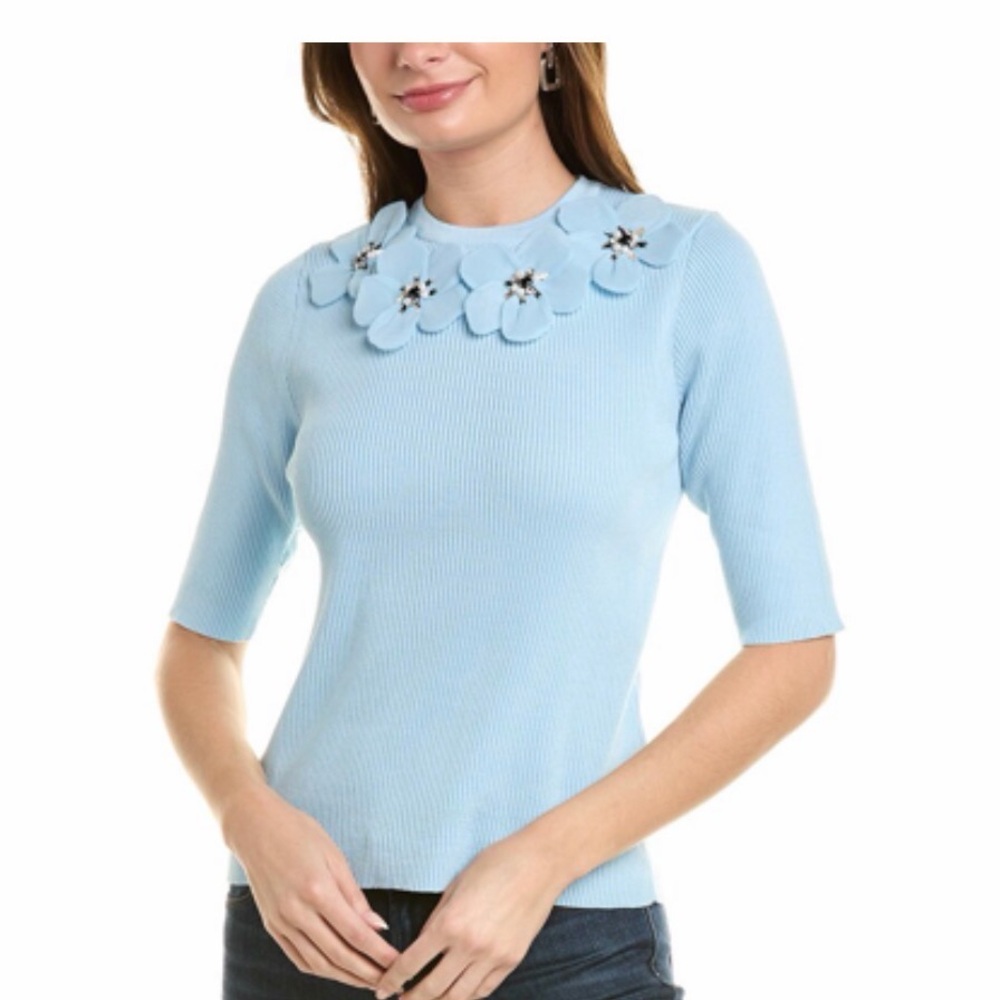 Nanette Lepore Pink Floral Accent Sweater - Picture 4 of 4